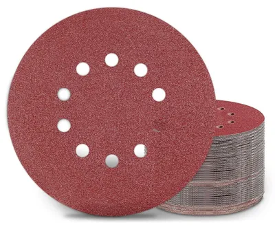 Immagine prodotto di Carta abrasiva da 225 mm con sistema di fissaggio a velcro, confezione da 50 pezzi, grana P60, con 10 fori, per levigatrici per cartongesso