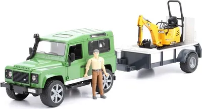 Image de bruder Land Rover Defender avec mini-pelle, échelle 1:16