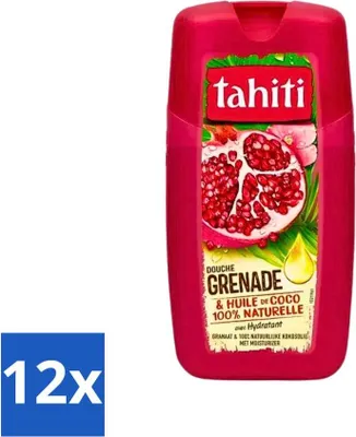 Produktbild von Tahiti Duschgel – Granatapfel & Kokosöl – Feuchtigkeitsspendend – 250 ml - Vorteilspack - 12 Stücke