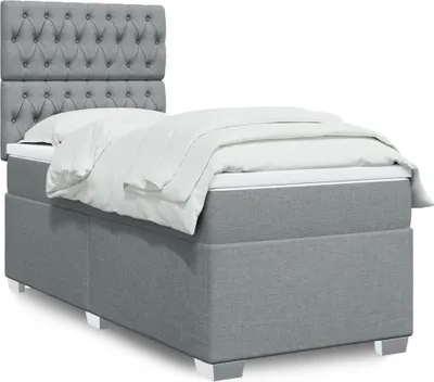 Produktbild von Möbel Boxspringbett mit Matratze Hellgrau 100x200 cm Stoff - Polsterbett 3292706