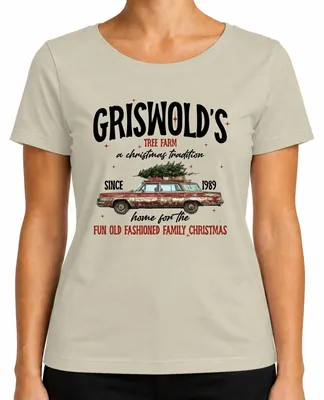 Imagen del producto de Griswolds Tree Farm: "Schöne Bescherung" (Bonas Navidades), Clark - Navidad, Camiseta para mujer, Color natural, Talla XXL
