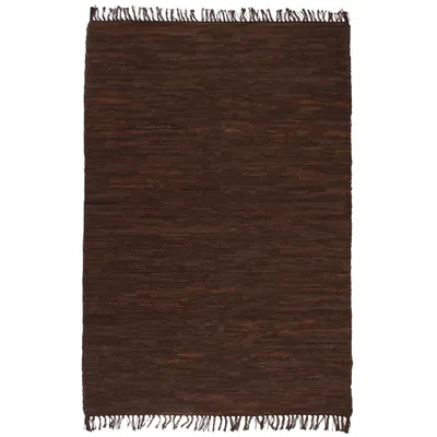Obrázok produktu pre vidaXL Ručne tkaný koberec Chindi kožený 120 x 170 cm hnedý