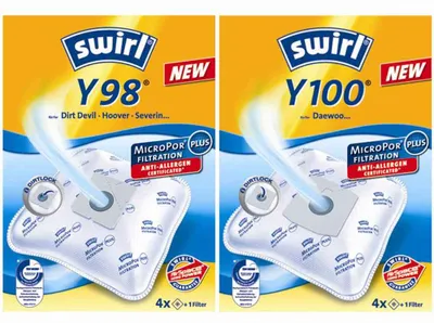 Produktbild von Swirl Staubbeutel Y 98, Staubbeutel, Weiß, Dirt Devil, Hoover, Severin, 4 Stück(e)