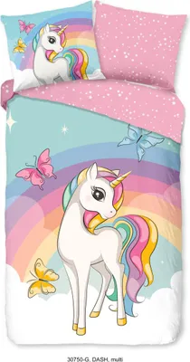 Produktbild von Guten Morgen KinderBettbezug "Einhorn und Regenbogen" - multi - (140x200/220 cm) - Baumwolle