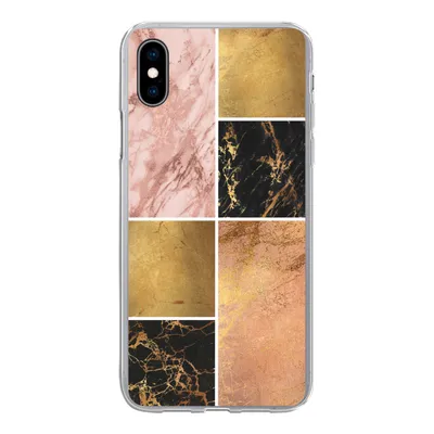 Produktbild von MuchoWow® Handyhülle Schutzhülle Hülle für iPhone Xs Marmor - Rosa - Gold Silikon Softcase Handy Hülle - Handytasche