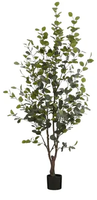 Obrázok produktu pre Sľudové dekorácie Eukalyptus umelá rastlina v kvetináči - H180 x Ø80 cm - zelená