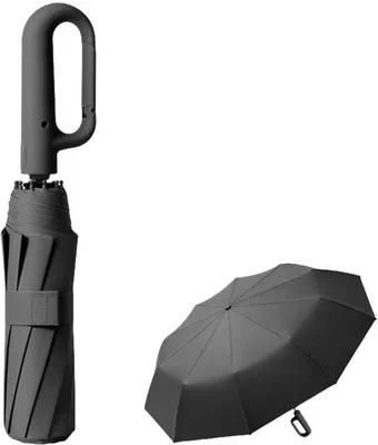 Produktbild von Unyqoos® Sturmfester Automatik-Regenschirm, kompakt – Ø 106 cm (für 2 Personen), 30 Glasfaserstreben, triple-Rib-Design, Teflon-Beschichtung mit UV-Schutz, Aufhängegriff