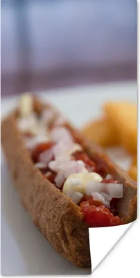 Produktbild von MuchoWow® Poster Leckeres Frikandel-Spezial mit Pommes frites 20x40 cm - Plakat - Foto