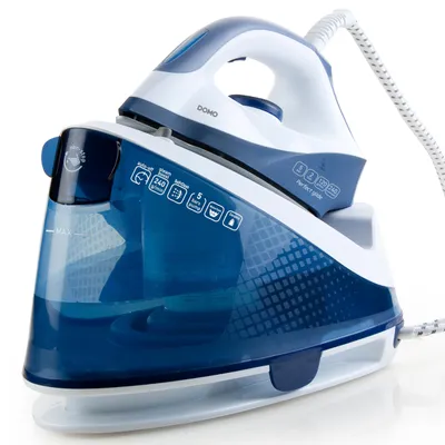 Produktbild von Domo DO7109S, 2200 W, 120 g/min, Keramik-Bügelsohle, 5 bar, 2 l, Blau, Weiß
