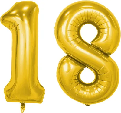 Produktbild von Folienballon Set Nummer 18, Gold, 100 cm, für Heliumbefüllung