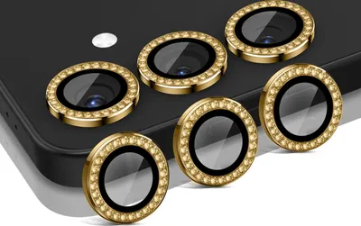 Produktbild von Kamera Linsenschutz Glas Set mit Schmucksteinen für Samsung Galaxy S25+ Schutzglas Camera Linse Panzerfolie 9H Gold