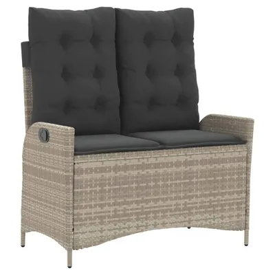 Image de vidaXL Banc de jardin Réglable avec coussins Gris clair Poly rotin