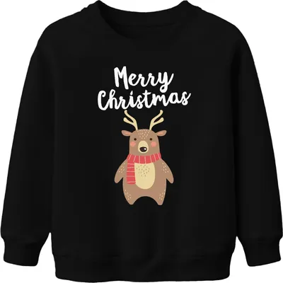 Produktbild von Merry Christmas cooles Rentier - Weihnachten Weihnachtsgeschenk Christmas Uni Kinder Weihnachtspullover, Schwarz, 104