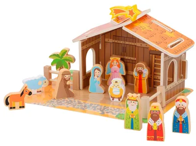 Immagine prodotto di Presepe in legno giocattolo - 20 pezzi - Da 36 mesi