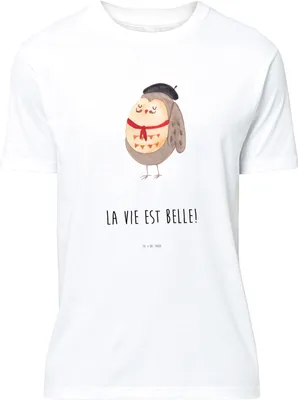 Produktbild von Mr. & Mrs. Panda S T-Shirt Eule Frankreich - Weiß - Geschenk, Spruch, Jersey-Shirt, Tshirt, Lustiges, Französisch, Shirt
