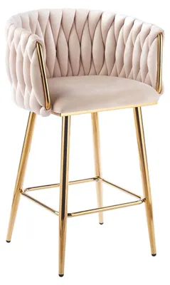 Obrázek produktu pro Designová barová židle ZULIMARA - béžová / zlatá