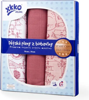Image de xkko Couches en coton Old Times Organic, set de 3 Mesa Rose
