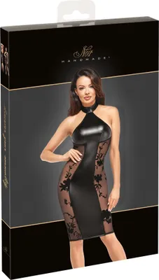 Produktbild von Kleid knieumspielend, matt glänzender Powerwetlook mit Powernet-Einsätzen, Neckholder