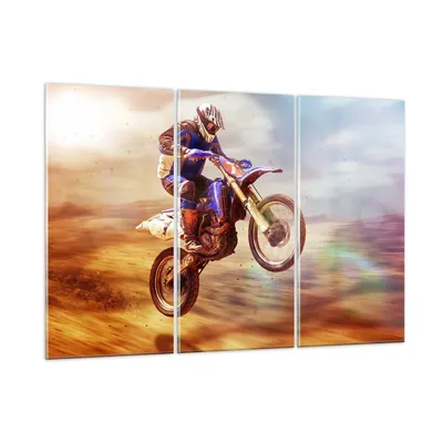 Produktbild von Bilder auf glas - Motor Sport Helm - 165x110cm - Glasbilder - Wandbilder - Kunstdruck - zum Aufhängen bereit - Wanddekoration aus Glas - Glas Bilder - Wandbild auf Glas - 3 Teile - GCE165x110-3881