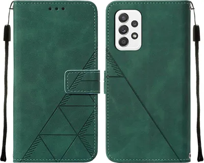 Produktbild von Galaxy A72 4G Hülle, Schlank Prägung Flip Leder Kartenfächer Schutzhülle mit Ständer für Samsung Galaxy A72 4G / 5G Grün