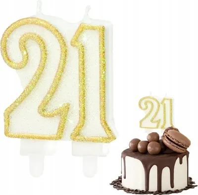 Immagine prodotto di Candela Di Compleanno Numero 21 Oro Metallico Per Festa Di Compleanno