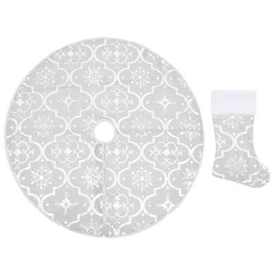 Image de Jupe de sapin de Noël de luxe avec chaussette Blanc 122cm Tissu