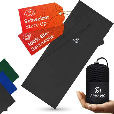 Produktbild von Armadic Hüttenschlafsack aus Mikrofaser oder Baumwolle (nur 230g / 380g) - Ultra leicht, klein und dünn. Reiseschlafsack, Schlafsack Inlett,
