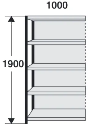 Produktbild von Magazin-Regal Stora 100 Regalfeld mit Rückwand BxTxH 100x40x190cm schwarz/lichtgrau