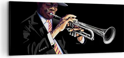 Produktbild von Bild auf Leinwand - Leinwandbild - Jazz Musik Musiker - 100x40cm - Wand Bild - Wanddeko - Leinwanddruck - Bilder - Kunstdruck - Wanddekoration - Leinwand bilder - Wandkunst - AB100x40-3588
