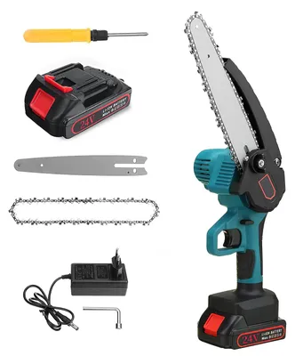 Produktbild von Elektrische Astsäge - Mini Kettensäge 20 cm - Bürstenloser Motor - 18V Akku kabellos - Handgeführt für Baumschnitt - Mit 1 Akku