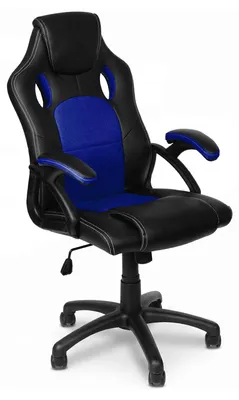 Productafbeelding van Bureaustoel Blauw Kunstleer - Ergonomische Directiestoel - 150 kg Belastbaar - Voor Kantoor En Thuis - Draaistoel