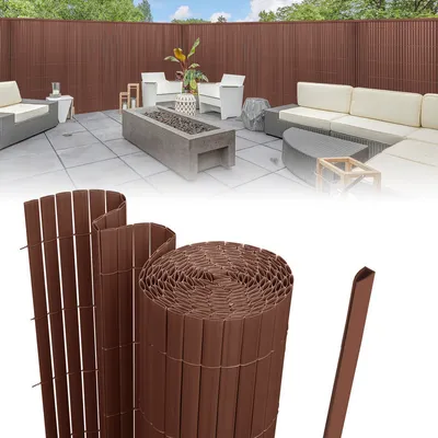 Produktbild von Clanmacy PVC Sichtschutzmatte Sichtschutzzaun Sichtschutz für Zaun Balkon braun 90 x 300 cm