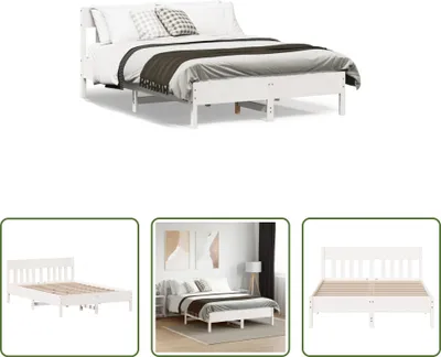Produktbild von The Living Store Massivholzbett ohne Matratze Weiß 140x190 cm Kiefernholz