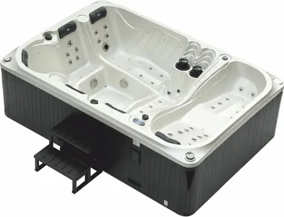Produktbild von Casa Padrino Luxus Outdoor Jacuzzi Weiß / Schwarz 320 cm - Garten Whirlpool