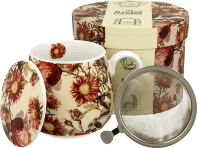 Produktbild von DUO FLORAL Fassbecher 430 ml PEONY mit Teesieb, New Bone China Porzellan