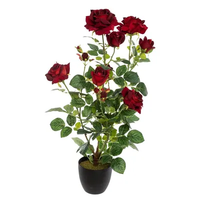 Obrázek produktu pro Umělá rostlina v květináči Růže, 74 cm, rudá