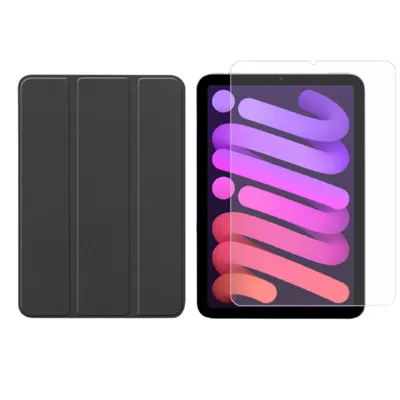 Produktbild von 2in1 Set für Apple IPad Mini 6 2021 8.3 Zoll Tablet mit Smartcover + Schutzglas mit Auto Sleep/Wake Magnetverschluss Hülle