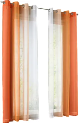 Produktbild von 2er Pack Gardinen Vertikal Farbverlauf Druck Transparent »Modena« mit Ösen und Raffhalter, Vorhang, Dekoschal HxB 245x140 cm Orangetöne 10000183