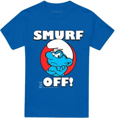 Produktbild von The Smurfs - "Off!" T-Shirt für Herren/Damen Uni, Ringgesponnene Baumwolle TV20711 (L) (Königsblau)