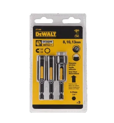 Zdjęcie produktu dla DeWALT DT7460-QZ, Zestaw kluczy nasadowych, 3 szt., Czarny, 8,10,13 mm