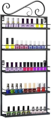 Produktbild von Ibenzoa® Nagellack- & Kosmetik-Organizer, 5‑lagig, zur Wandmontage, Metall schwarz-weiß, 30 x 6 x 68 cm, 1220 g