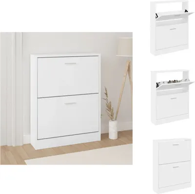 Image de vidaXL Armoire à chaussures blanche 59x17x81 cm Bois composite - Étagères à chaussures & Armoires à chaussures