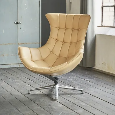 Produktbild von KAWOLA Drehsessel SKIO Sessel Leder silbergrau