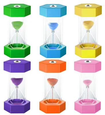 Produktbild von Bunte Sanduhr Set 6 Stück, sechseckige Sandtimer 1‑30 Minuten, praktischer Zeitgeber für Hausaufgaben, Kochen und Spielzeit