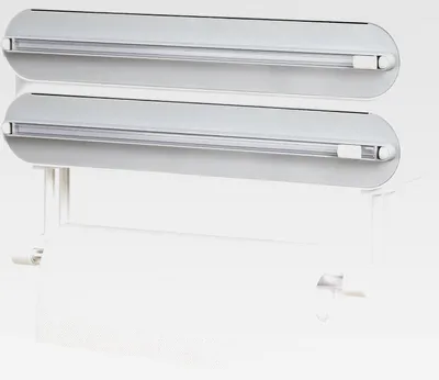 Produktbild von 3-in-1 Frischhaltefolienspender mit Küchenrollenhalter - Platzsparender Wandrollenhalter, magnetisch & ohne Bohren, Folienschneider für Frischhaltefolie & Alufolie - Inkl. Rolle 50m, Weiß