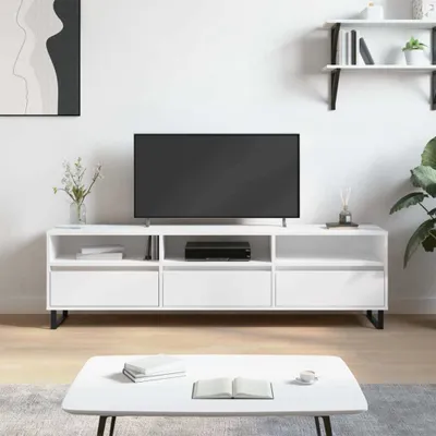 Image de Maison Exclusive - Meuble TV blanc 150x30x44,5 cm Matériau dérivé du bois