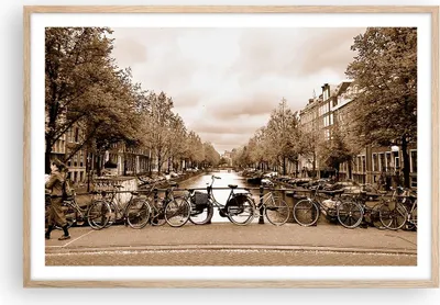 Produktbild von Gerahmtes Poster - Rahmen in heller Eiche - Kanal Fahrräder Amsterdam Zentrum - 91,5x61 cm - Wand Bild - Wanddeko - Wandbilder - Wandposter - Bilderrahmen - Bilder - Kunstdruck - P2NAA91x61-2971