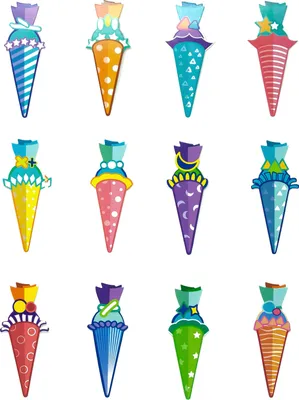 Produktbild von Oblique Unique Zuckertüte Schultüte Konfetti 12 Stk Schuleinführung Einschulung Schulanfang Streu Deko - bunt
