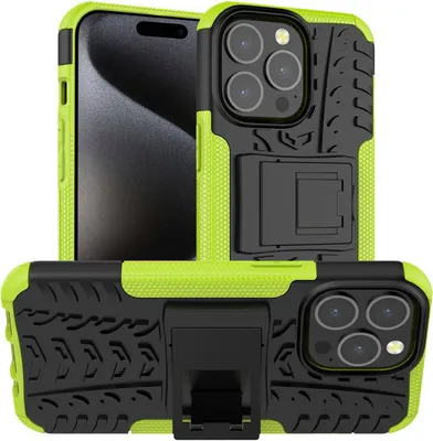 Produktbild von Conie Outdoor Schutzhülle für iPhone 15 Pro Max Hybrid Silikon Hard Case Cover Hülle mit Ständer in Grün