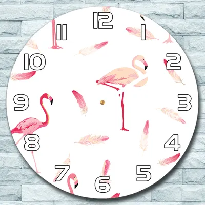 Produktbild von Wanduhr aus Glas Rund fi 30  Flamingo Quarz Deko Schlafzimmer Büro